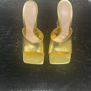 Zara Metallic Gold Women's Mules